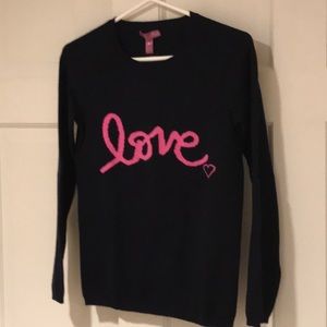 Aqua girls intarsa cashmere navy sweater